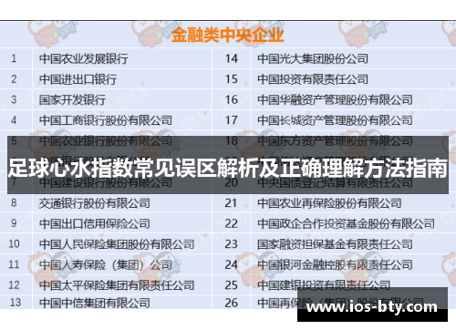 足球心水指数常见误区解析及正确理解方法指南